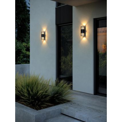 Nordlux - Iluminação de parede exterior ALUDRA 2xE27/15W/230V IP54 preto