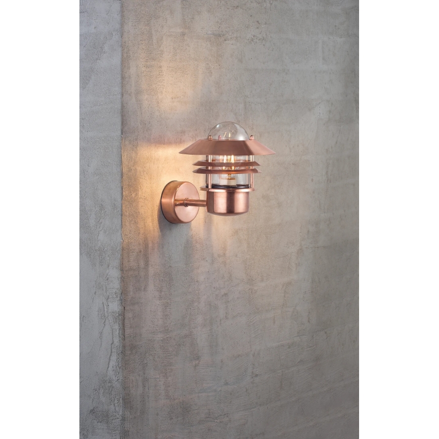 Nordlux - Iluminação de parede exterior BLOKHUS 1xE27/60W/230V IP54 cobre