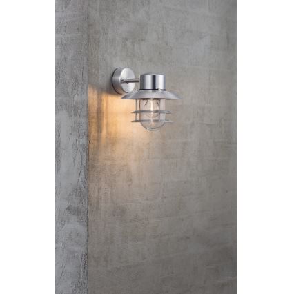 Nordlux - Iluminação de parede exterior BLOKHUS 1xE27/60W/230V IP54 prateado