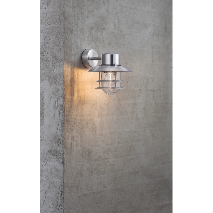 Nordlux - Iluminação de parede exterior BLOKHUS 1xE27/60W/230V IP54 prateado