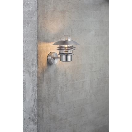 Nordlux - Iluminação de parede exterior BLOKHUS 1xE27/60W/230V IP54 prateado