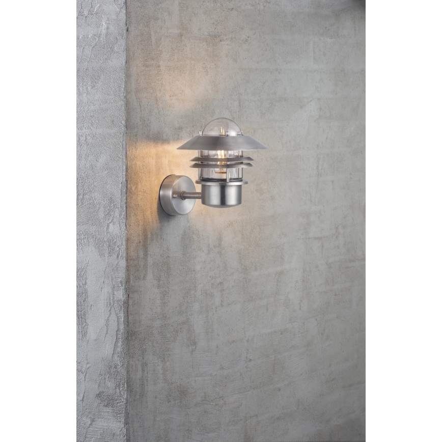Nordlux - Iluminação de parede exterior BLOKHUS 1xE27/60W/230V IP54 prateado