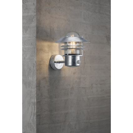 Nordlux - Iluminação de parede exterior com sensor BLOKHUS 1xE27/60W/230V IP54