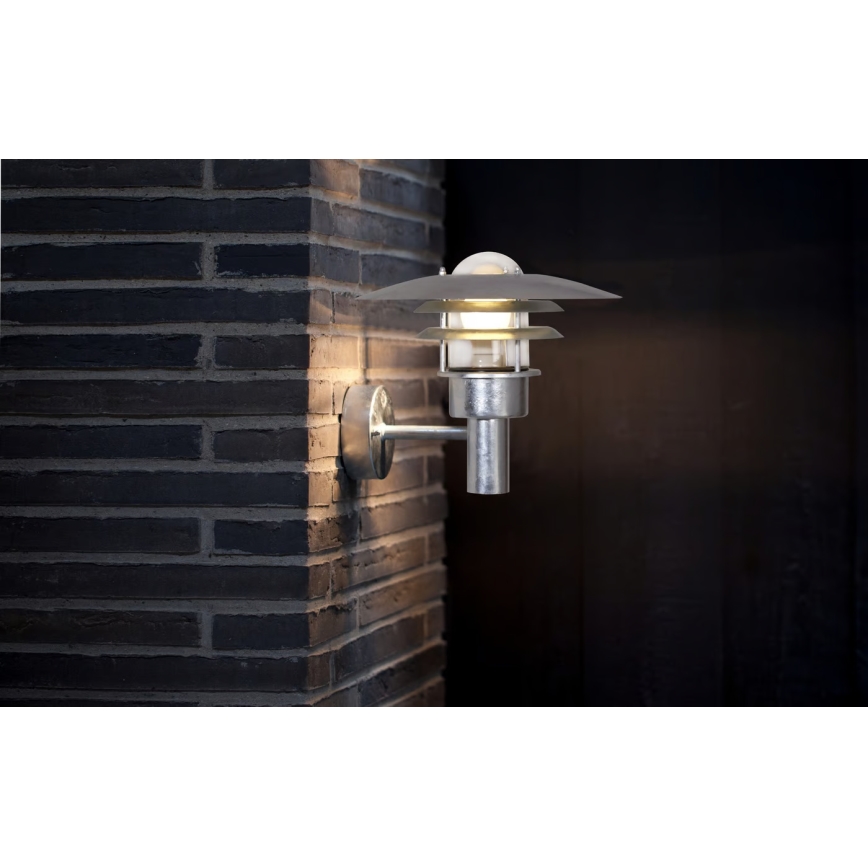 Nordlux - Iluminação de parede exterior LONSTRUP 1xE27/60W/230V IP44 prateado