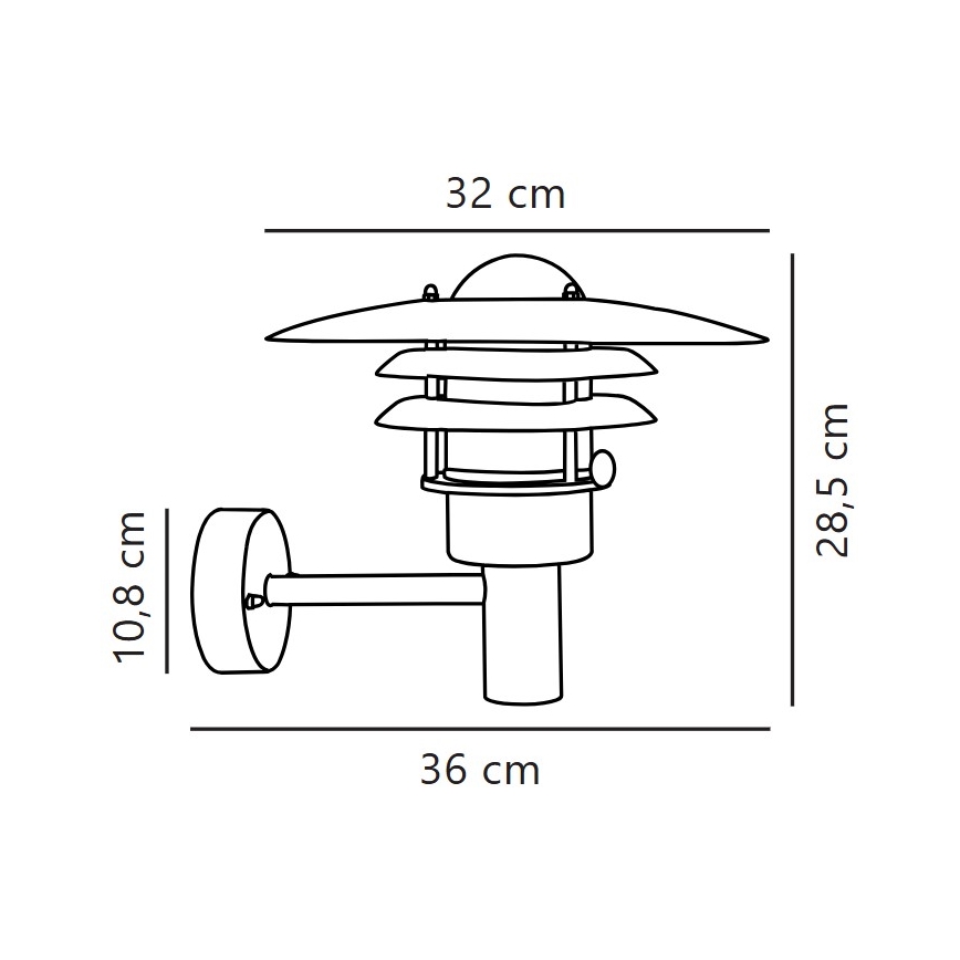 Nordlux - Iluminação de parede exterior LONSTRUP 1xE27/60W/230V IP44 prateado