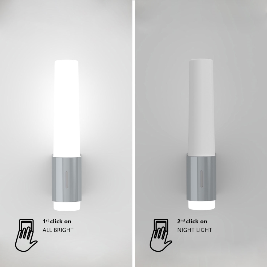 Nordlux - Iluminação de parede LED com regulação para casa de banho HELVA LED/6,8W/230V IP44 CRI 90 cromado brilhante