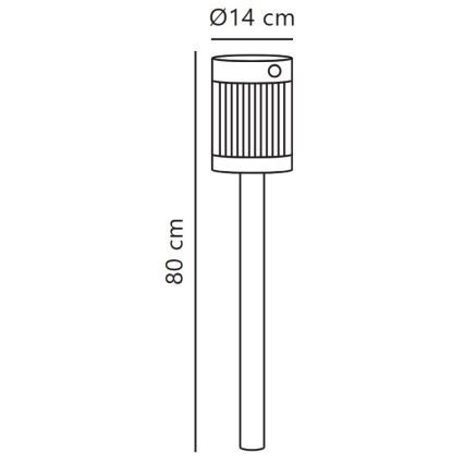 Nordlux - Lâmpada Solar LED COUPAR LED/3,2W/5V 3000K IP44 preta 1800 mAh