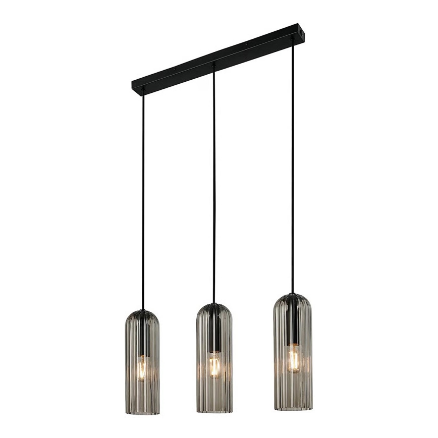 Nordlux - Lustre suspenso com cabo MIELLA 3xE27/25W/230V preto/fumado