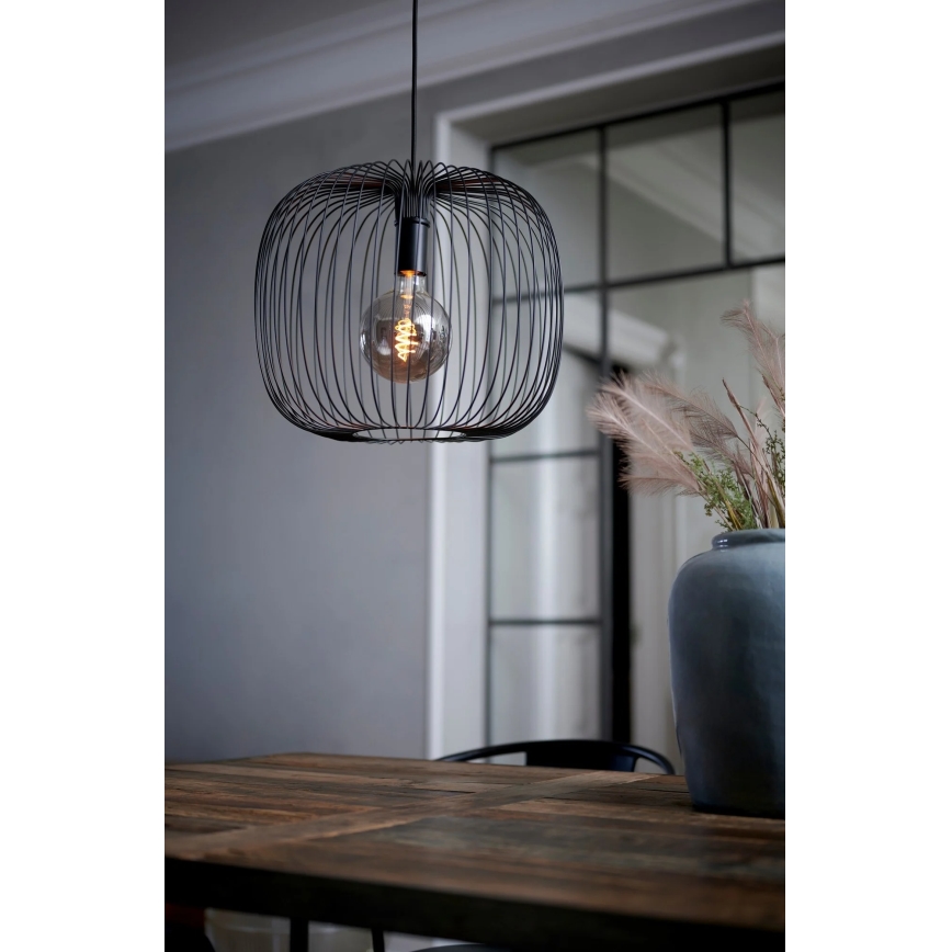 Nordlux - Pendente BERONI em cabo 1xE27/60W/230V, preto, Ø 40 cm
