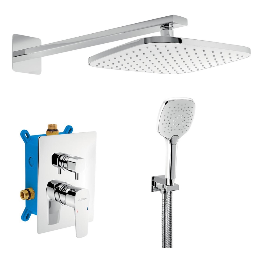 Novaservis - Conjunto de duche com torneira embutida METALIA ECO cromado brilhante