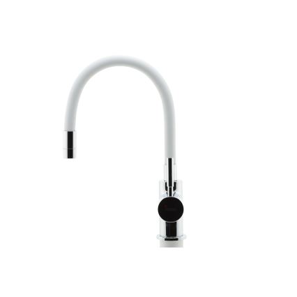 Novaservis - Torneira para lava-loiça com braço flexível cromado brilhante/branco