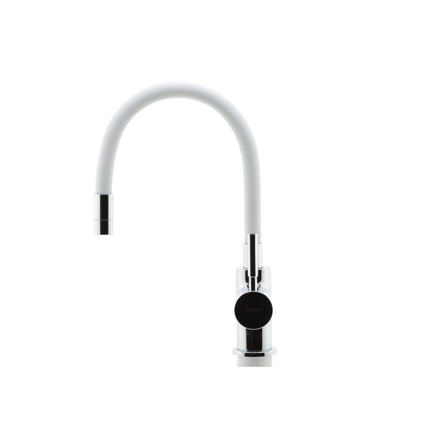 Novaservis - Torneira para lava-loiça com braço flexível cromado brilhante/branco