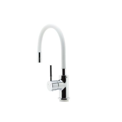 Novaservis - Torneira para lava-loiça com braço flexível cromado brilhante/branco