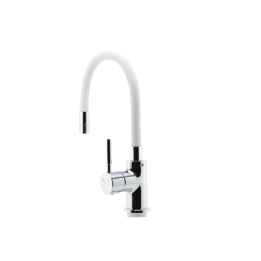 Novaservis - Torneira para lava-loiça com braço flexível cromado brilhante/branco