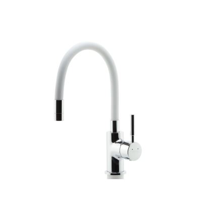 Novaservis - Torneira para lava-loiça com braço flexível cromado brilhante/branco