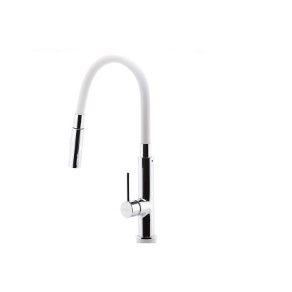 Novaservis - Torneira para lava-loiça com braço flexível cromado brilhante/branco