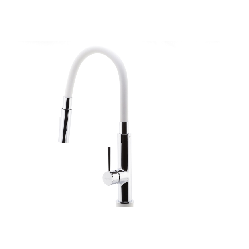 Novaservis - Torneira para lava-loiça com braço flexível cromado brilhante/branco
