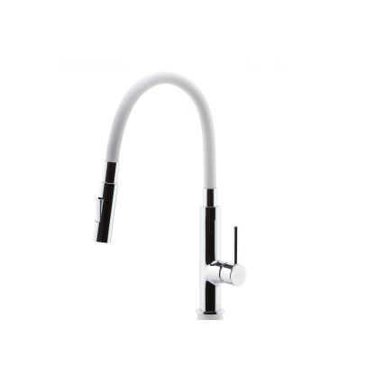 Novaservis - Torneira para lava-loiça com braço flexível cromado brilhante/branco