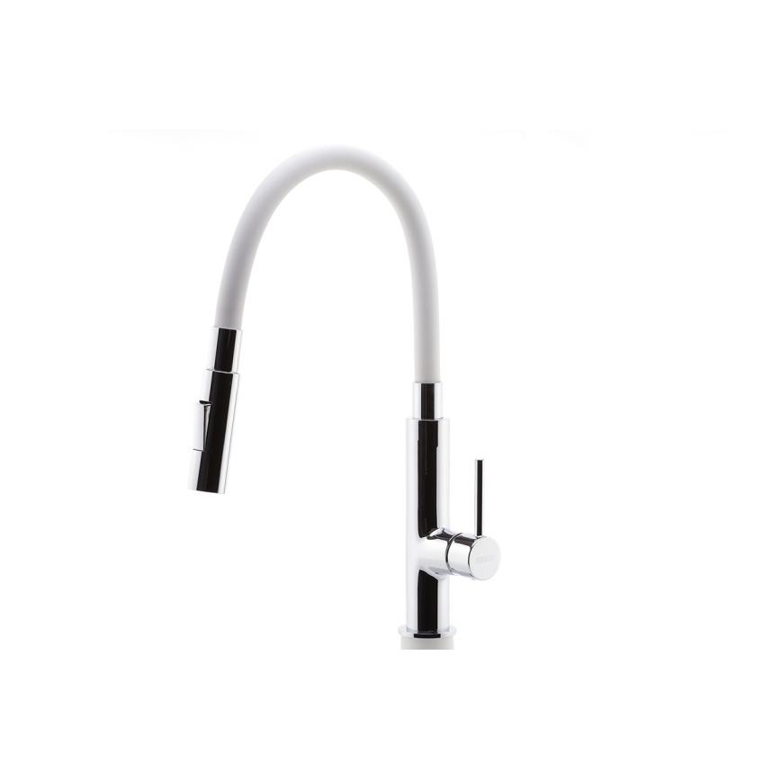 Novaservis - Torneira para lava-loiça com braço flexível cromado brilhante/branco