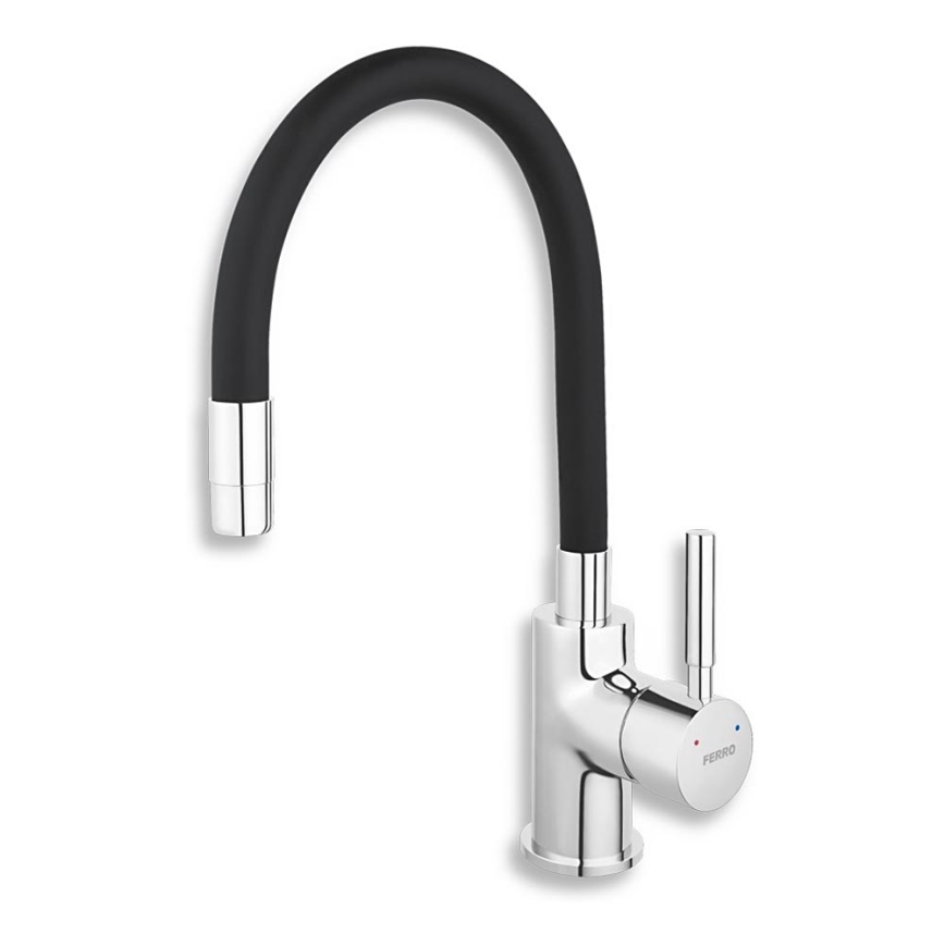 Novaservis - Torneira para lava-loiça com braço flexível cromado brilhante/mate preto