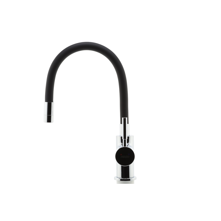Novaservis - Torneira para lava-loiça com braço flexível cromado brilhante/mate preto