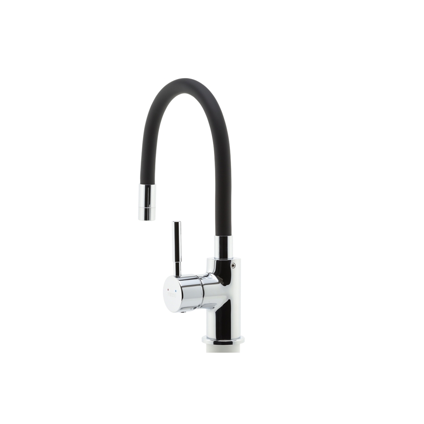 Novaservis - Torneira para lava-loiça com braço flexível cromado brilhante/mate preto