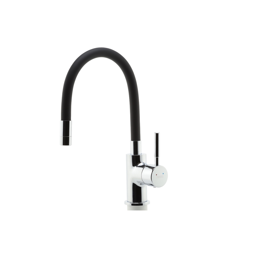 Novaservis - Torneira para lava-loiça com braço flexível cromado brilhante/mate preto