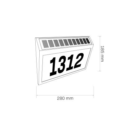 Número de casa solar LED NUMERO LED/3,7V 6000K 1200 mAh IP44 preto