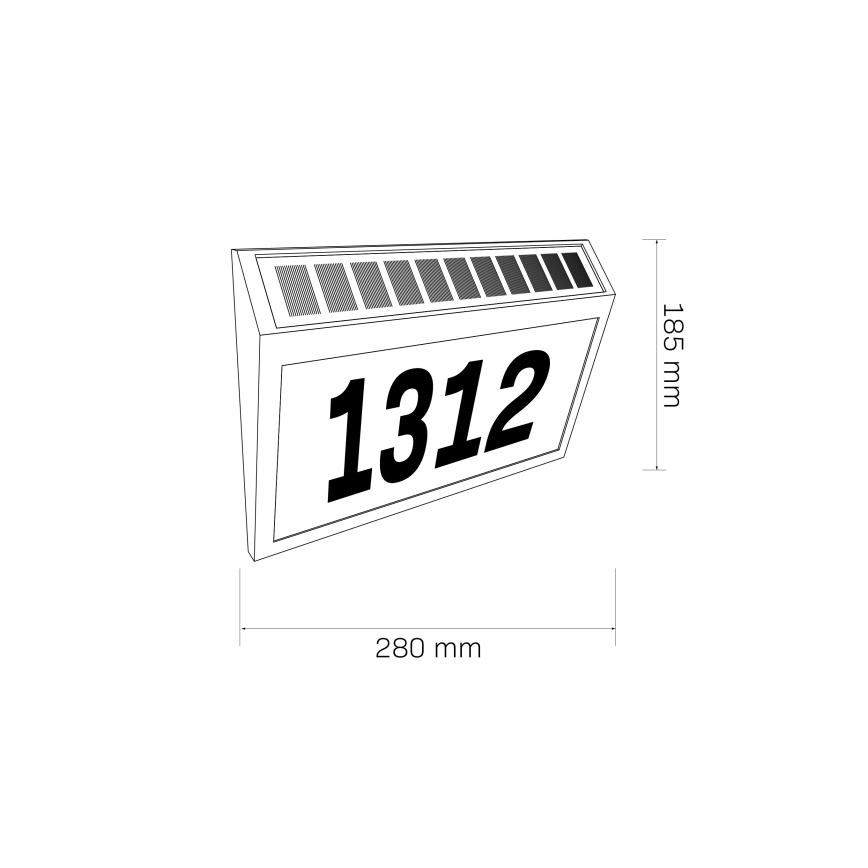 Número de casa solar LED NUMERO LED/3,7V 6000K 1200 mAh IP44 preto