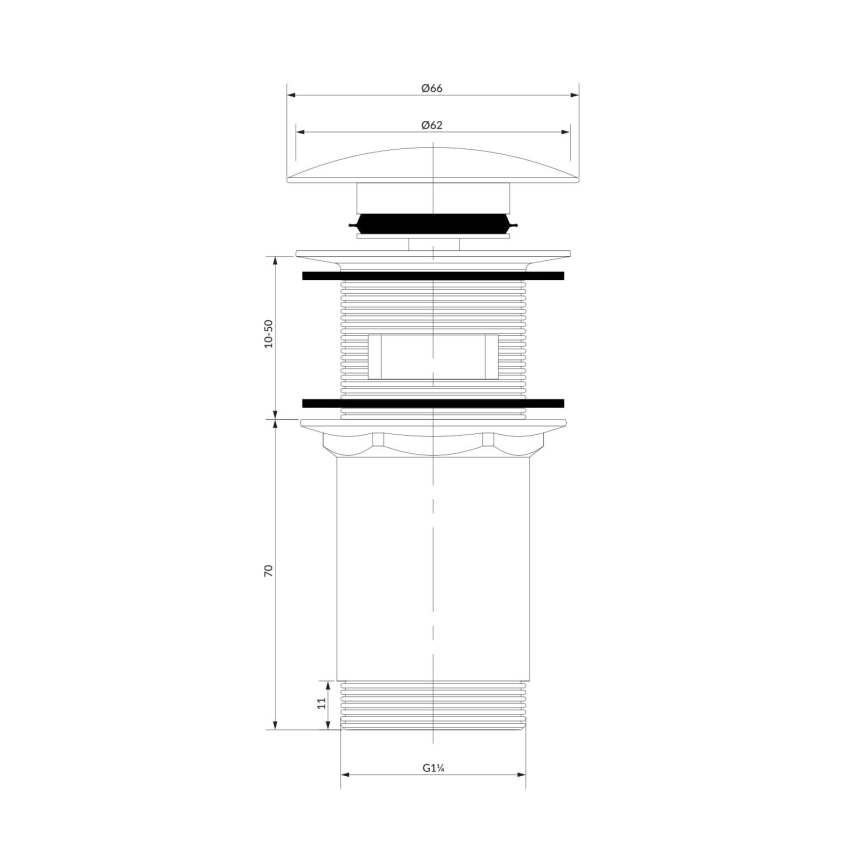 OMNIRES A706AT - Válvula de drenagem CLICK-CLACK diâmetro 6,6 cm escovado antracite