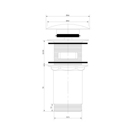 OMNIRES A706BM - Válvula de drenagem CLICK-CLACK diâmetro 6,6 cm branco mate