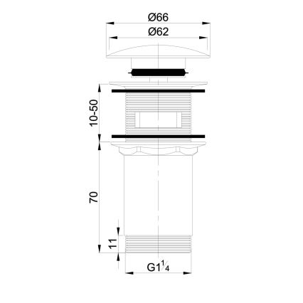 OMNIRES A706BP - Válvula de drenagem CLICK-CLACK diâmetro 6,6 cm branco brilhante