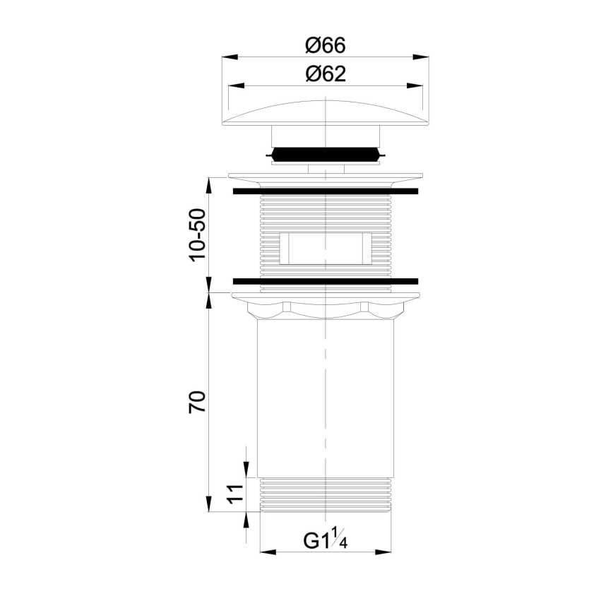 OMNIRES A706CR - Válvula de drenagem CLICK-CLACK diâmetro 6,6 cm cromado brilhante