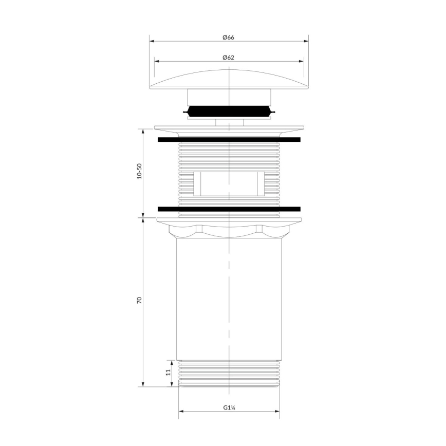 OMNIRES A706GR - Válvula de drenagem CLICK-CLACK diâmetro 6,6 cm escovado grafite