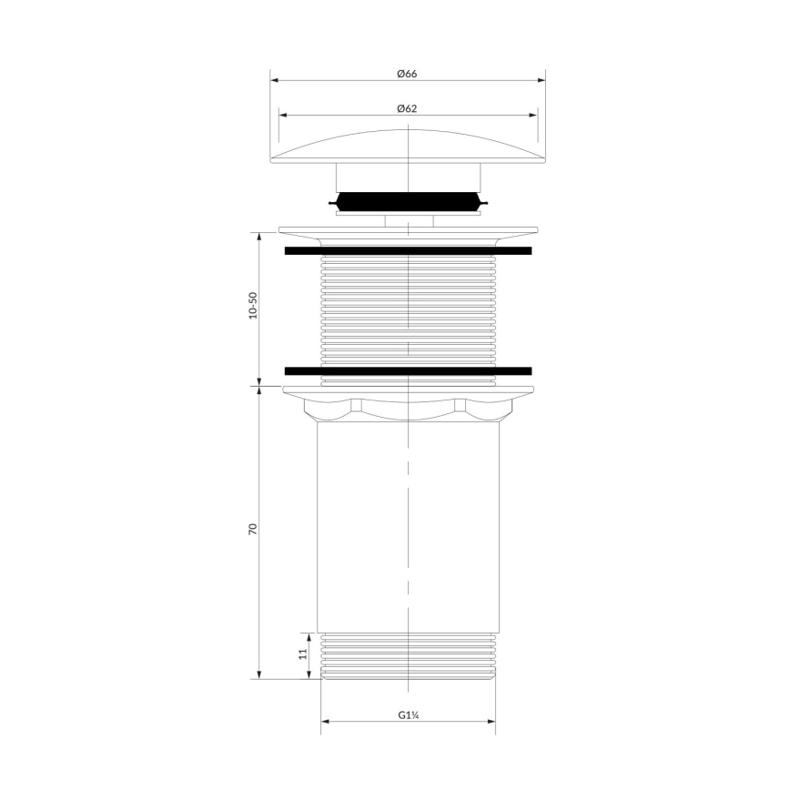 OMNIRES A716BL - Válvula de lavatório CLICK-CLACK diâmetro 6,6 cm preto mate