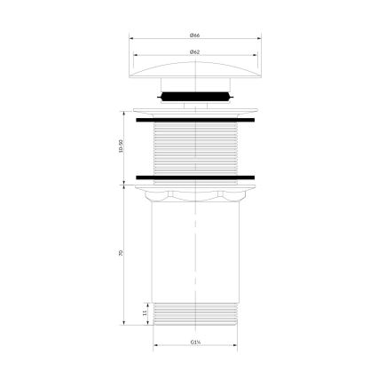 OMNIRES A716BL - Válvula de drenagem CLICK-CLACK diâmetro 6,6 cm semi-mate preto