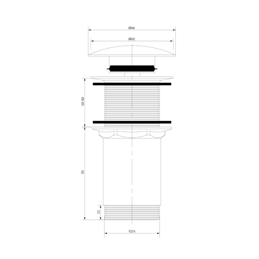 OMNIRES A716BP - Válvula de drenagem CLICK-CLACK diâmetro 6,6 cm branco brilhante