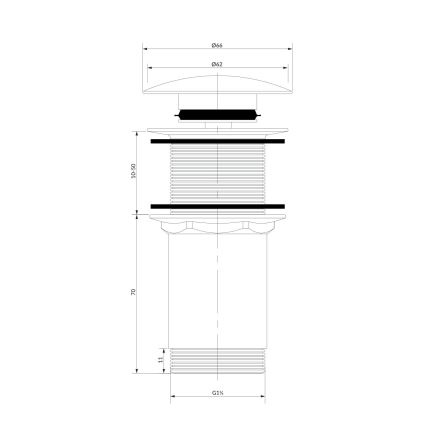 OMNIRES A716BR - Válvula de drenagem CLICK-CLACK diâmetro 6,6 cm escovado bronze antigo