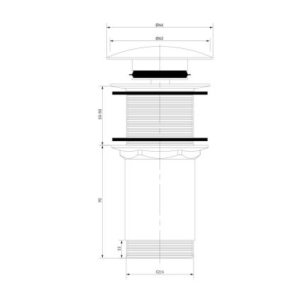 OMNIRES A716CP - Válvula de drenagem CLICK-CLACK diâmetro 6,6 cm brilhante cobre