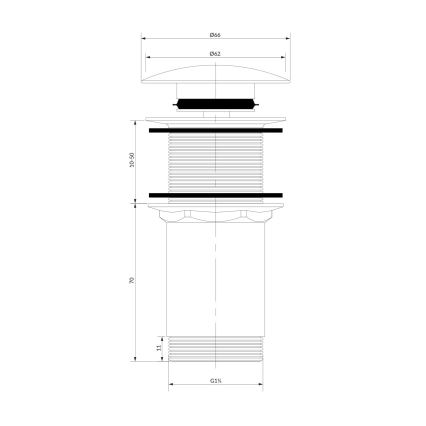 OMNIRES A716CR - Válvula de drenagem CLICK-CLACK diâmetro 6,6 cm cromado brilhante