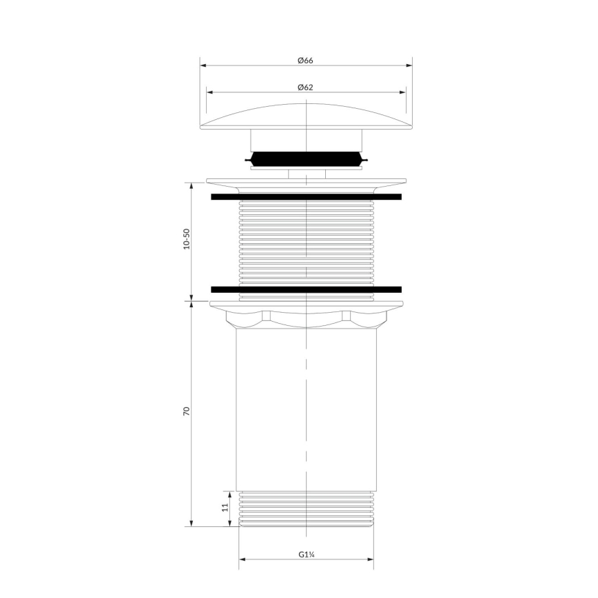 OMNIRES A716GR - Válvula de drenagem CLICK-CLACK diâmetro 6,6 cm escovado grafite