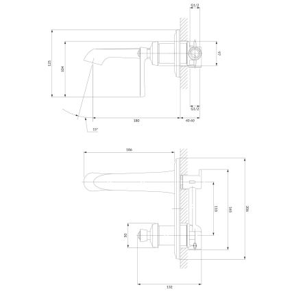 OMNIRES AM5215CR - Misturador de lavatório para instalação embutida ARMANCE cromo brilhante