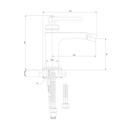 OMNIRES AM5220CR - Torneira de bidé ARMANCE 16 cm cromado brilhante