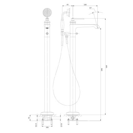 OMNIRES AM5233CR - Conjunto para banheira independente com torneira ARMANCE cromado brilhante