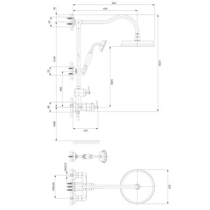 OMNIRES AM5244/6CR - Conjunto de chuveiro com torneira termostática ARMANCE cromado brilhante