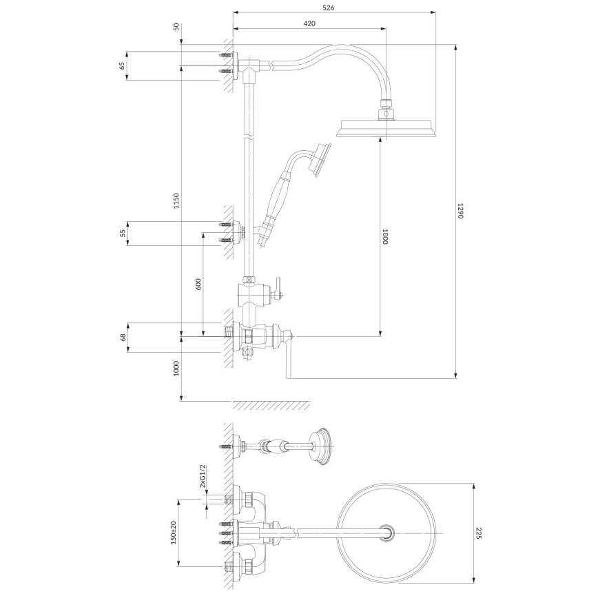 OMNIRES AM5244CR - Conjunto de chuveiro com torneira ARMANCE cromado brilhante