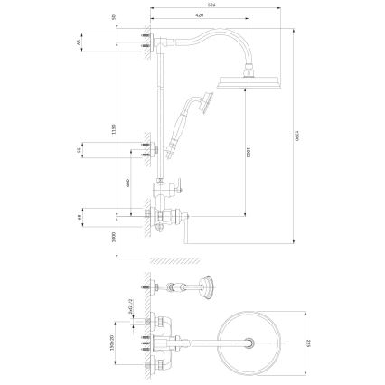OMNIRES AM5244CR - Conjunto de chuveiro com bateria ARMANCE cromo brilhante