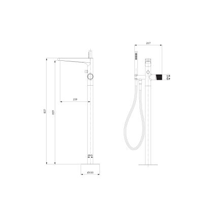 OMNIRES CT8033CR - Conjunto para banheira independente com torneira CONTOUR cromado brilhante