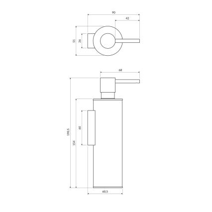 OMNIRES MP60721CR - Distribuidor de sabão para parede MODERN PROJECT 150 ml cromado brilhante