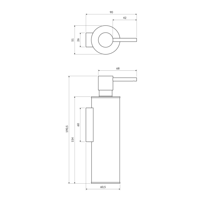 OMNIRES MP60721CR - Distribuidor de sabão para parede MODERN PROJECT 150 ml cromado brilhante